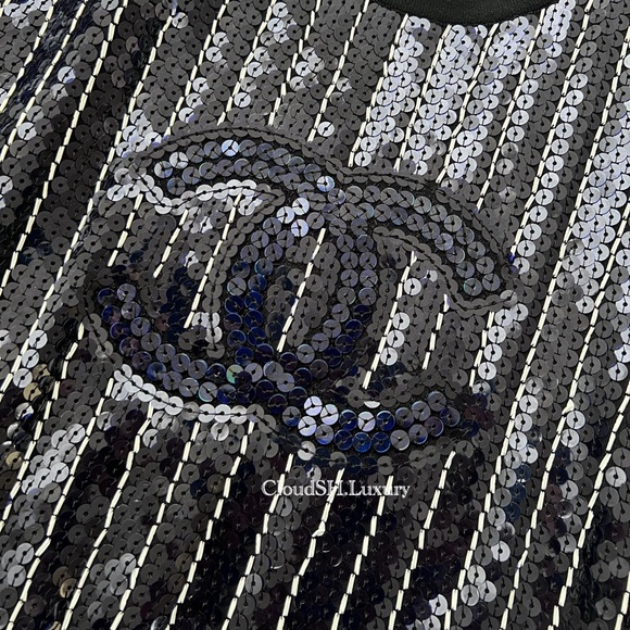 Auth Chanel 23s Sequin CC Logo Top P74612 - Size 44 - Picture 3 of 16